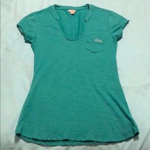 Guess teal-green V-neck shirt